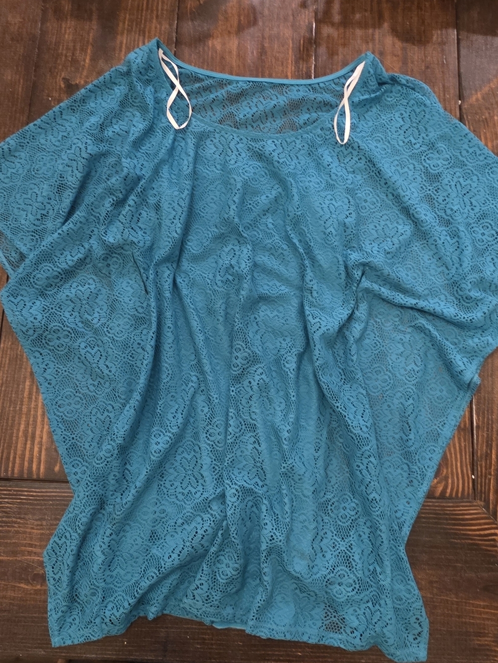 Teal Lace Overlay Dress 16